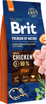 Sucha karma dla psów BRIT Premium Sport przy wzmożonej aktywności fizycznej z kurczakiem 15 kg (8595602526673) - obraz 1