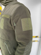 Кофта L флісова Оливкова, вставки з плащової тканини на рукави, плечі, кишені тепла армійська - зображення 3