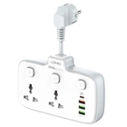 Мережевий подовжувач фільтр LDNIO SC2413 |2500W, 2M, 2 розетки, 3USB/1Type-C, 10A/20W, PD/QC| White