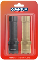 Комплект ліхтарів ручних Quantum QM-FL1042 Minik 3W LED з USB Black-Gold, 2 шт./уп. (0751784843115)