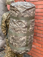 Сумка рюкзак баул зеленый пиксель 130 литров 80*42 см баул армейский ЗСУ, военный тактический баул - изображение 4