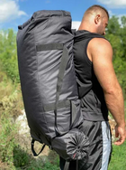 Баул армейский военный тактический сумка рюкзак 100 литров 74*40 см походный черный - изображение 2