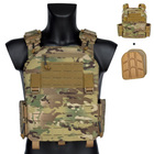 Плитоноска тактическая военный жилет разгрузочный быстросъемный, боковые карманы, нагрудный карман, MOLLE, Nylon 1050D, цвет мультикам, регулируемый размер - изображение 1