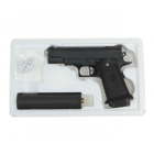 Страйкбольный Пистолет с глушителем COLT 1911 PD Galaxy G10A металл, пластик стреляет пульками 6 мм Черный - изображение 8