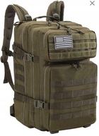 Рюкзак универсальный сумка 45 л оливковый с базой для модульной системы Molle на спине с паралоновыми вставками для кемпинга отдыха на природе - изображение 1