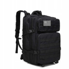 Дволямковий плечовий рюкзак туристичний похідний швидкознімний 45 л OXFORD 900D із системою вентиляції та сіткою MOLLE бічні стяжки чорний - зображення 3