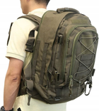 Профессиональный рюкзак двулямочный 40-60 л дорожный туристический походной с боковыми стяжками и базой для модульной системы Molle оливковый - изображение 7