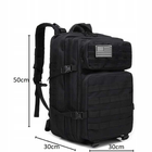 Дволямковий плечовий рюкзак туристичний похідний швидкознімний 45 л OXFORD 900D із системою вентиляції та сіткою MOLLE бічні стяжки чорний - зображення 12