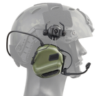 Наушники активные тактические с гарнитурой на шлем под рейлы олива - изображение 1