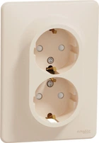 Двойная розетка 2P + E с заземляющим контактом Schneider Electric Sedna Design Бежевый (SDD312221)