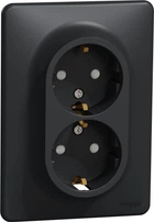 Двойная розетка 2P + E с заземляющим контактом Schneider Electric Sedna Design Черный (SDD314221)
