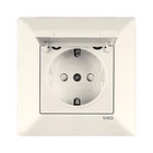 Розетка 1-я с заземлением с крышкой VIKO Meridian кремовая (90970212-WH)