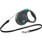 Поводок рулетка Flexi "BLACK DESIGN" S 5м до 12кг черный с синим (TX-12252)