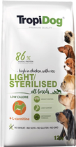 Sucha karma dla psów sterylizowanych TROPIDOG Light lekkostrawna z kurczakiem - 12 kg (5900469571392) - obraz 1