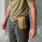 Тактическая сумка - подсумок для телефона, система MOLLE органайзер тактический из кордуры. Цвет: койот - изображение 4