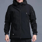 Куртка / ветровка тактическая Softshell black (черный) софтшелл Размер XXL - изображение 7