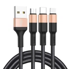 Кабель для телефона 3в1 Hoco Combo Micro USB / Lightning / Type-C Xpress One Pull Three Charging Cable X26 Быстрая зарядка |1m, 2A| Black/Gold