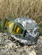 Кавер на каску з кріпленням для окулярів шолом маскувальний чохол на каску колірпіксель ЗСУ водонепроникний - зображення 5