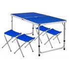 Розкладний стіл для пікніка з регулюванням по висоті Folding Table з 4 стільцями Синій