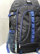 Универсальный туристический рюкзак 65 литров из влагоотталкивающей ткани черный с синим - изображение 3