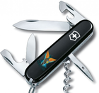 Складаний швейцарський ніж Victorinox SPARTAN ARMY (Vx13603.3_T1061u) 12 функцій 91 мм чорний емблема Ангел ЗСУ