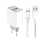 Сетевое зарядное устройство (адаптер) XO L65 2USB / 2.4А + Type-C white