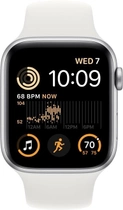 Smartwatch Apple Watch SE (2022) GPS 44mm Silver Aluminium Case with White Sport Band (MNK23) - obraz 4
