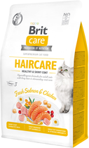Sucha karma dla kotów z problemami skóry i sierści BRIT Care Haircare z łososiem i kurczakiem 400 g (8595602540891) - obraz 1
