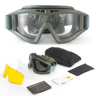 Тактична маска захисна для очей Army Green 3 змінних лінзи та захисний чохол окуляри захисні від високих температур та порохових газів - зображення 1