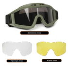 Тактическая маска защитная для глаз Army Green 3 сменних линзы и защитный чехол очки защитные от высоких температур и порохових газов - изображение 4