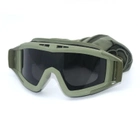 Тактическая защитная маска для глаз, защитные очки 3 сменных линзи и чехол Army Green - изображение 5