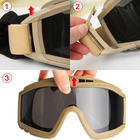 Тактическая маска защитная для глаз Army Green 3 сменних линзы и защитный чехол очки защитные от высоких температур и порохових газов - изображение 10
