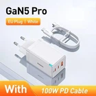 Мережевий зарядний пристрій Baseus 65W GaN5 Pro та кабель Type C to Type C PD 100W White (CCGP120202)