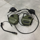 Тактические активные наушники HD-11, крепление на шлем фаст, выход на рацию, шумодав, цвет Олива - изображение 1