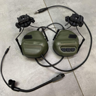Тактические активные наушники HD-11, крепление на шлем фаст, выход на рацию, шумодав, цвет Олива - изображение 2