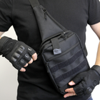 Тактическая сумка-слинг с кобурой на липучке плечевая однолямочная, чорна через плечо, нагрудная сумка-кобура - изображение 2