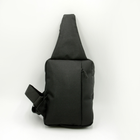 Тактическая сумка-слинг с кобурой на липучке плечевая однолямочная, чорна через плечо, нагрудная сумка-кобура - изображение 3