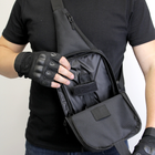 Тактическая сумка-слинг с кобурой на липучке плечевая однолямочная, чорна через плечо, нагрудная сумка-кобура - изображение 5