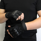 Рукавички військові, Тактичні рукавички для самооборони, Літні військові рукавички без пальців Чорні (L) - зображення 6