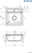 Кухонна мийка граніт DEANTE Zorba 440х440х184 мм (ZQZ_N103) - зображення 2