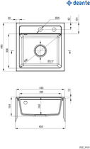 Zlewozmywak granitowy DANTE Zorba 440x440x184 mm (ZQZ_N103) - obraz 2