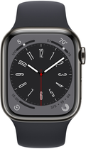Smartwatch Apple Watch Series 8 GPS + Cellular 41mm Graphite Stainless Steel Case with Midnight Sport Band (MNJJ3) - obraz 2