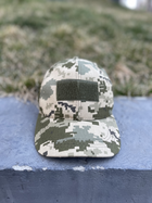 Кепка-бейсболка из хлопка с липучкой спереди для ВСУ кепка тактическая военная армейская камуфляжная Пиксель - изображение 4