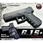 Дитячий Страйкбольний пістолет із Кобурою Glock 17 Galaxy G15+ метал чорний - зображення 9