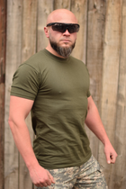 Тактична чоловіча футболка 48 розмір M військова армійська бавовняна футболка колір олива хакі для ЗСУ 26-103 - зображення 2