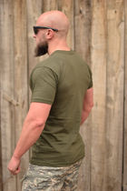 Тактична чоловіча футболка 50 розмір L військова армійська бавовняна футболка колір олива хакі для ЗСУ 26-105 - зображення 6