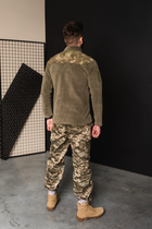 Кофта флисовая мужская тактическая с липучками под шевроны Bikatex Турция ВСУ (ЗСУ) Мультикам 8100 M хаки - изображение 5