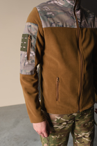 Кофта флисовая мужская военная тактическая с липучками под шевроны ВСУ (ЗСУ) Мультикам 8162 52 размер койот - изображение 3