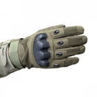 Тактичні рукавички штурмові повнопалі військові колір олива з ударними накладками розмір L - изображение 3
