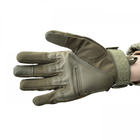 Тактичні рукавички штурмові повнопалі військові колір олива з ударними накладками розмір L - изображение 4